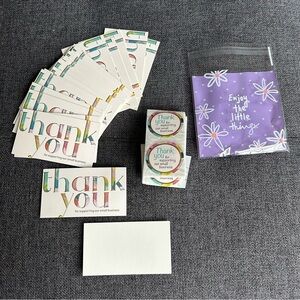 25 THANK YOU Business Cards + 25 Stickers, Starter Set, Colorful, Gold Foil